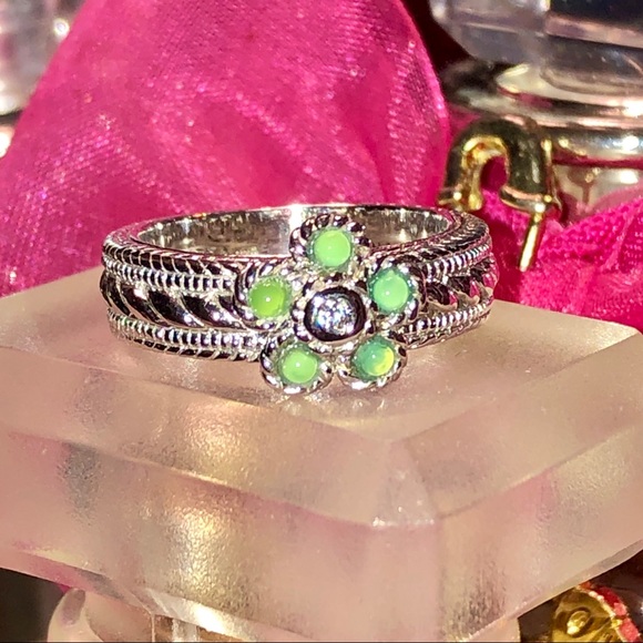 JUDITH RIPKA JADE OR OPAL FLOWER➕DMQ CENTER RING - Picture 12 of 14